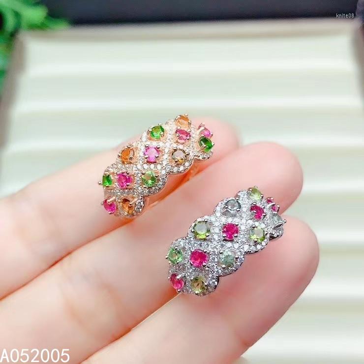 

Cluster Rings KJJEAXCM Boutique Fine Jewelry 925 Sterling Silver Inlaid Natural Gem Tourmaline Woman Female Ring Vintage Support Detection