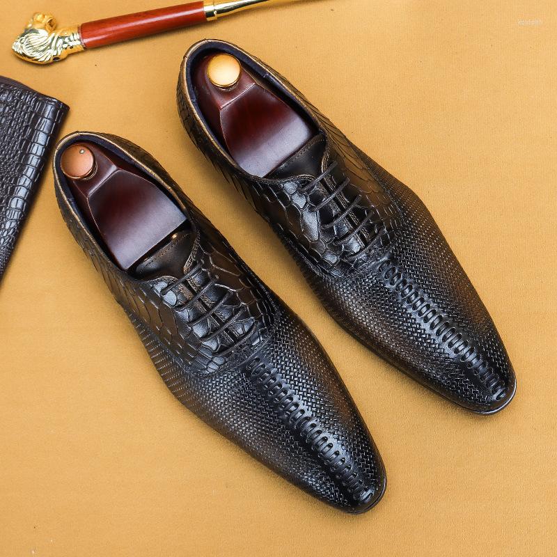 

Dress Shoes Formal Men's Black Oxford Wedding Office Lace-up Leather Pointed Party