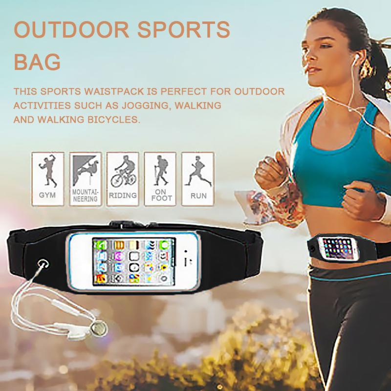 

Waist Bags Inch Sports Running Bag For Outdoor Jogging Belt Waterproof Portable Fitness Sport Accessories, Black