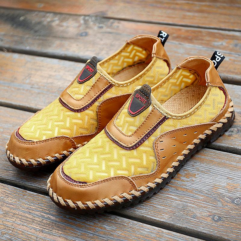 

Dress Shoes Men's High-end Leather Handmade Mesh Sports Fashion Casual Lightweight And Breathable Outdoor Hiking, Black