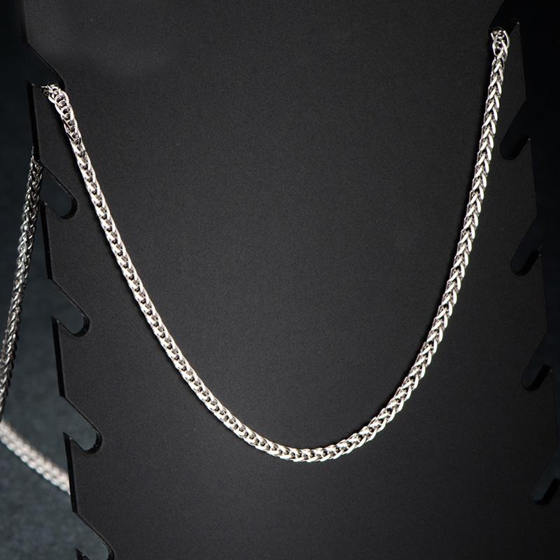 

Chains Pure AU750 18K White Gold Necklace Women Wheat Chain Link P6254Chains