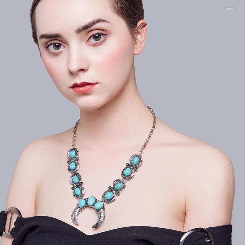 

Chains 2023 Bohemian Ethnic Vintage Chokers Necklaces Women Fashion Horns Pendants Maxi Jewelry