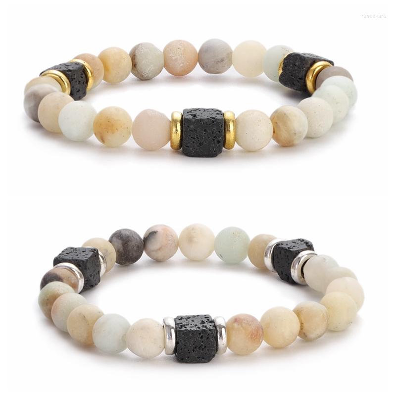 

Strand Fashion Stone Bead Bracelet Men 8mm Handmade Lava Beads Bangle Elastic Pulsera Women Jewelry Gift Healing Energy