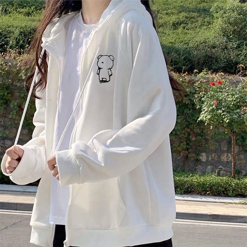 

Women's Jackets Lazy Style Personality Street Spring Autumn Hooded Sweater Cardigan Jacket Student Korean Version Loose Top Tren, Purple