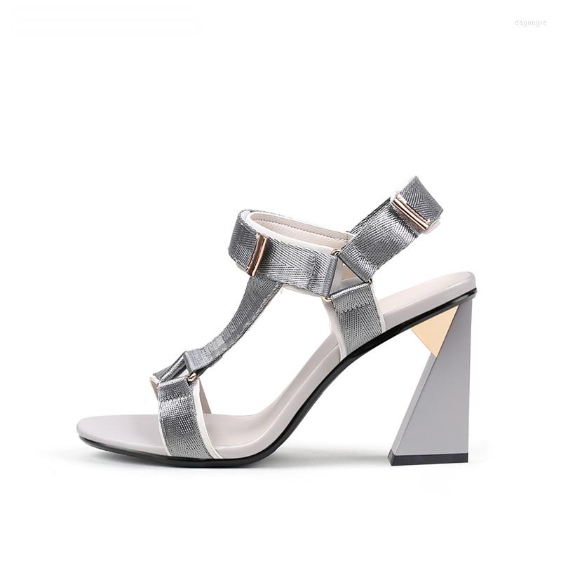 

Sandals 8.5cm High Strange Style Heels Round Toe Pure Color Daily Wear Fashion Classic Concise Women HL341 MUYISEXI, Black