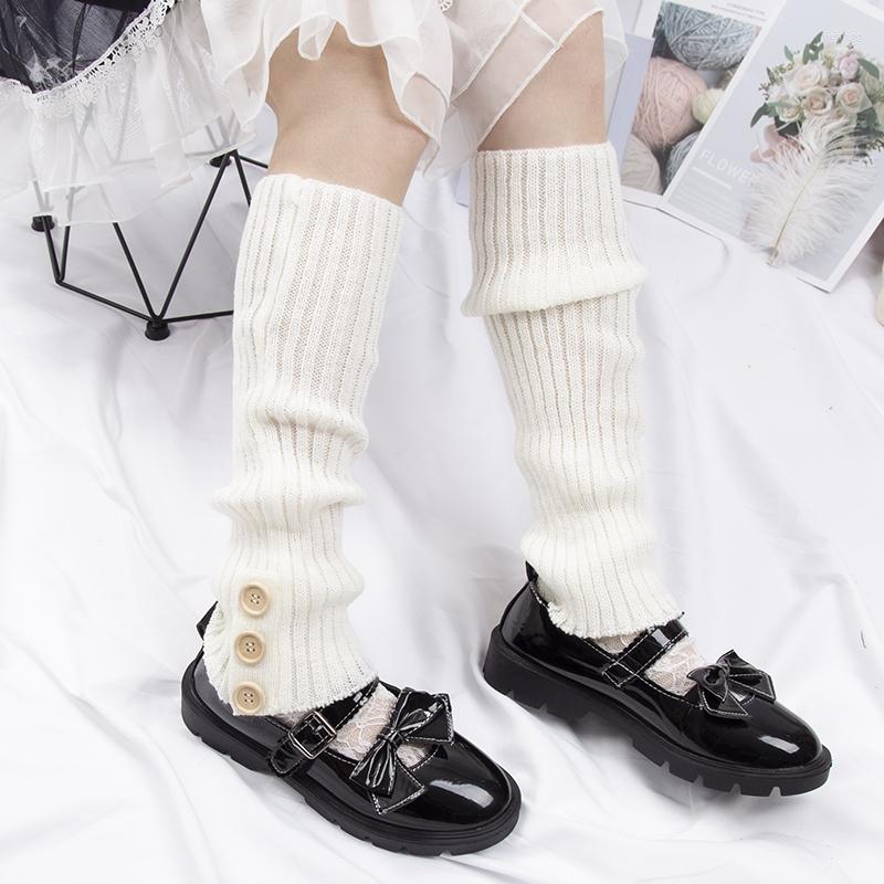 

Women Socks Japanese Lolita Sweet Girls Leg Warmer Knit Wool Ball Knitted Foot Cover Cosplay Autumn Winter Punk Y2k, Black