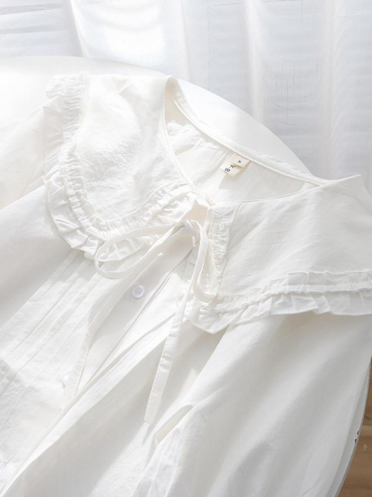 

Women' Blouses Hsa Women Summer White Pet Pan Collar Big Lace Button Up Blusa Tops Short Sleeve Blouse Kawaii KoreanTops, Myl135