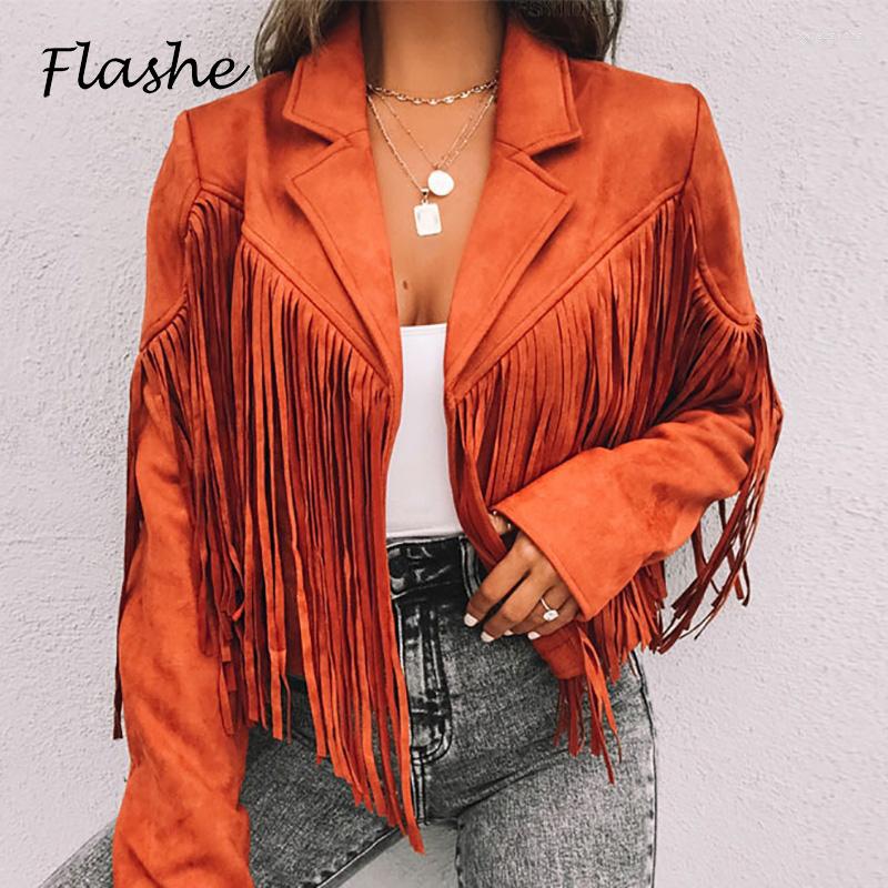 

Women' Jackets Fashion Tassel Short For Women Vintage Lapel Long Sleeve Coat Autumn Winter Cardigan Outwears 2023, Black