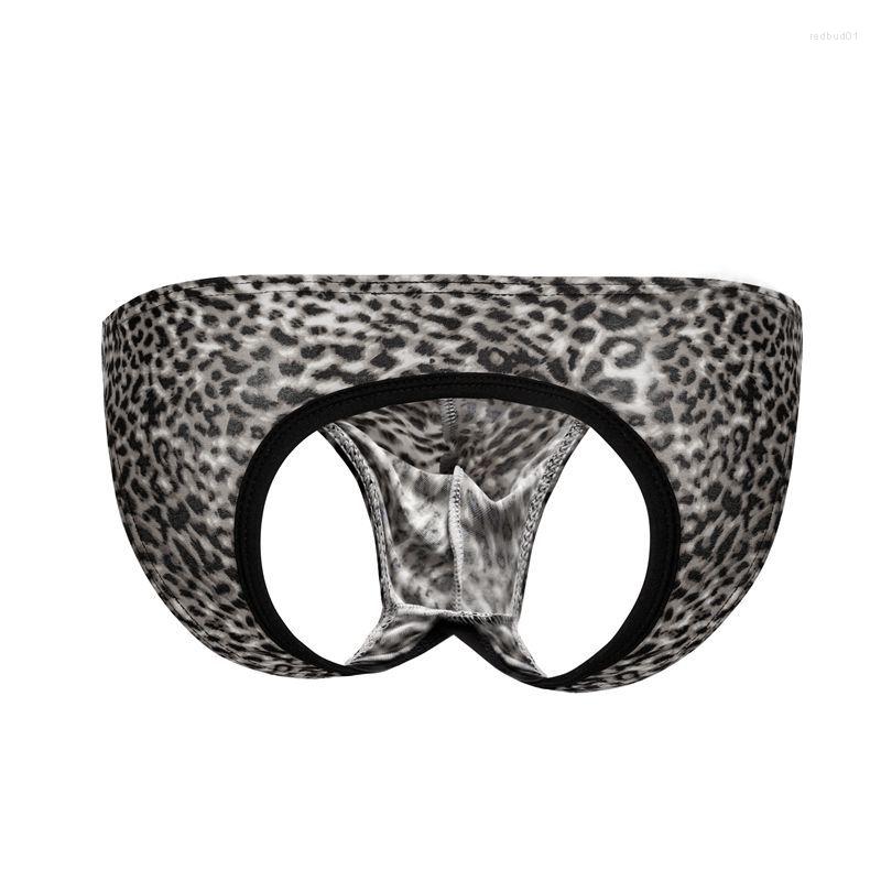 

Underpants Mens Sexy Underwear Easy Open Back Briefs Leopard Low Waist Breathable U Convex Pouch Ropa Erotica De Hombre Crotchless Calcinha, Black