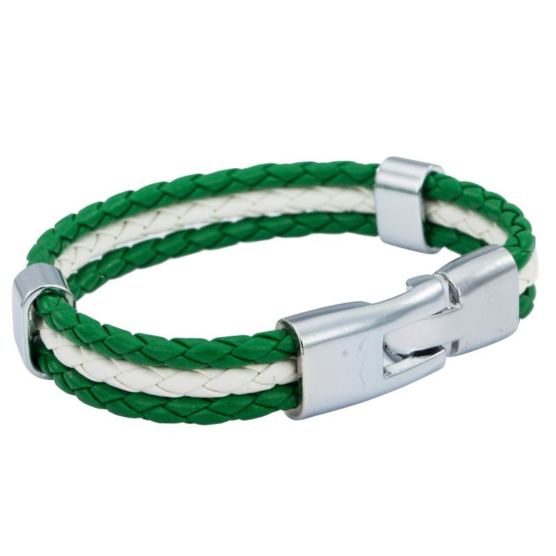 

Strand Beaded Strands 11mm Mens Womens Surfer Leather Bracelets Nigerian Russia Russian Flag 3 Braided Rope Green White Wristband LLB274