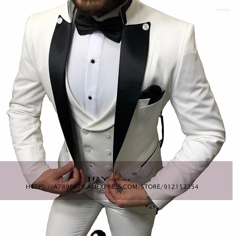 

Men's Suits Men's Suit 3-Piece Wedding Groom Tuxedo White Pointed Lapel Blazer Vest Pants Costume Homme, Ivory