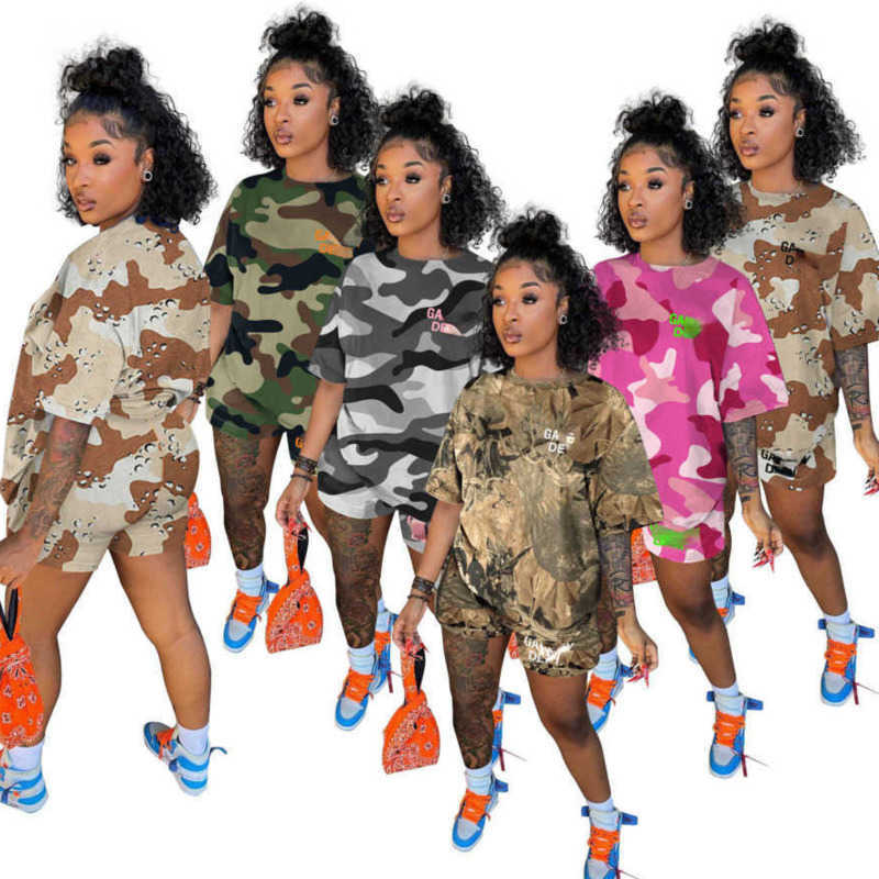 

Summer Womens Tracksuits Designer Two Piece Short Sets Letter Camouflage Printed Short Sleeves T Shirt Shorts Outfits Ladies Clothing, #2