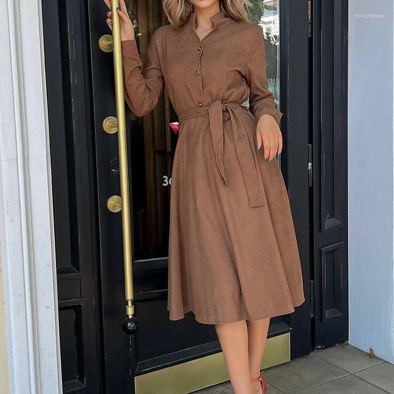 

Casual Dresses Office Solid Tie-Up A-Line Elegant French Single Breasted Ladies Shirt Dress 2023 Spring Street Fashion Women, 02 white