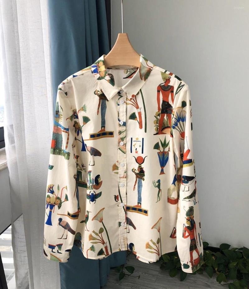 

Women' Blouses Spring Vintage Women' Retro Print Cotton Long Sleeves Shirt C543, Picture shown