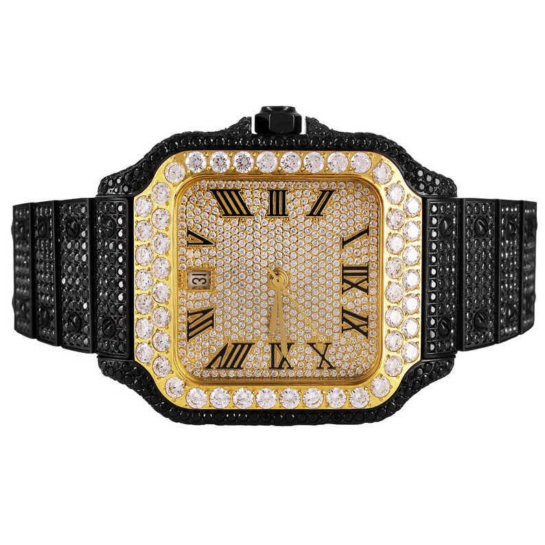 

Wristwatches Luxury Custom Bling Iced Out Watches White Gold Plated Moiss anite Diamond Watchess 5A high quality replication Mechanical XF9V, Stainless steel3