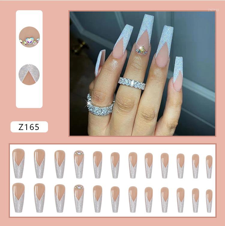 

False Nails 24Pcs/Set Fake Nail Patch Long/Short Paragraph Ballet Purple Clouds Finished Piece Fully Covered Decoration, Z164