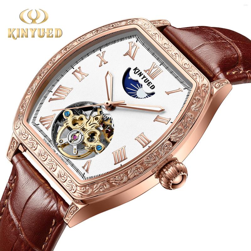 

Wristwatches KINYUED Men's Watch Blue Dial Stainless Steel Strap Date Business Waterproof Luxury, Rose gold