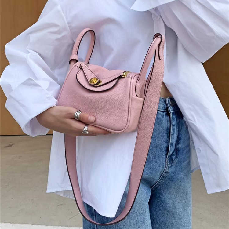 

Designer Herme Lindi Bags online outlet 2023 spring and summer new women's bag togo lindi litchi pattern top l, Khaki 1