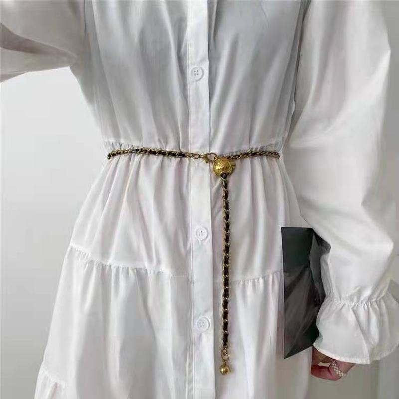 

Belts Ladies Metal Waist Chain Korean Fashion Decorative Belt Matching Dress Coat Suit All-match Jeans With A Thin, White