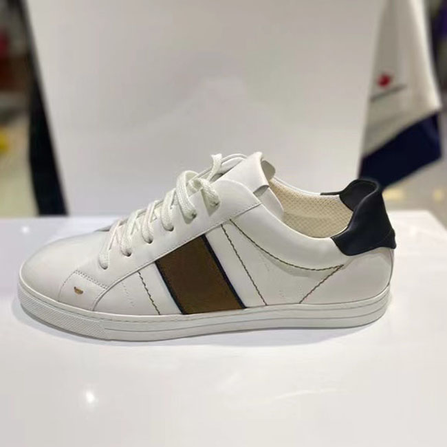 

Luxury design casual shoes White brown motif genuine leather low-tops sneaker plain platform flats outdoor walking flat trainers with box 38-45 brand