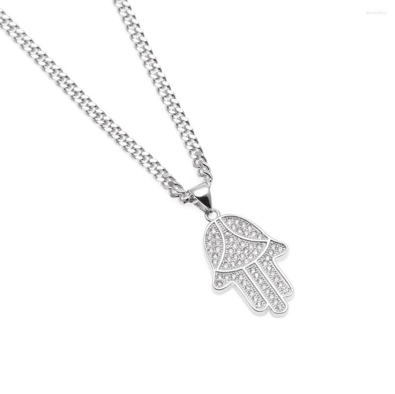 

Pendant Necklaces Hand Eye Iced Out Bling Brass Pendant&Necklace Mirco Pave Prong Setting For Men Hip Hop Jewelry BP030