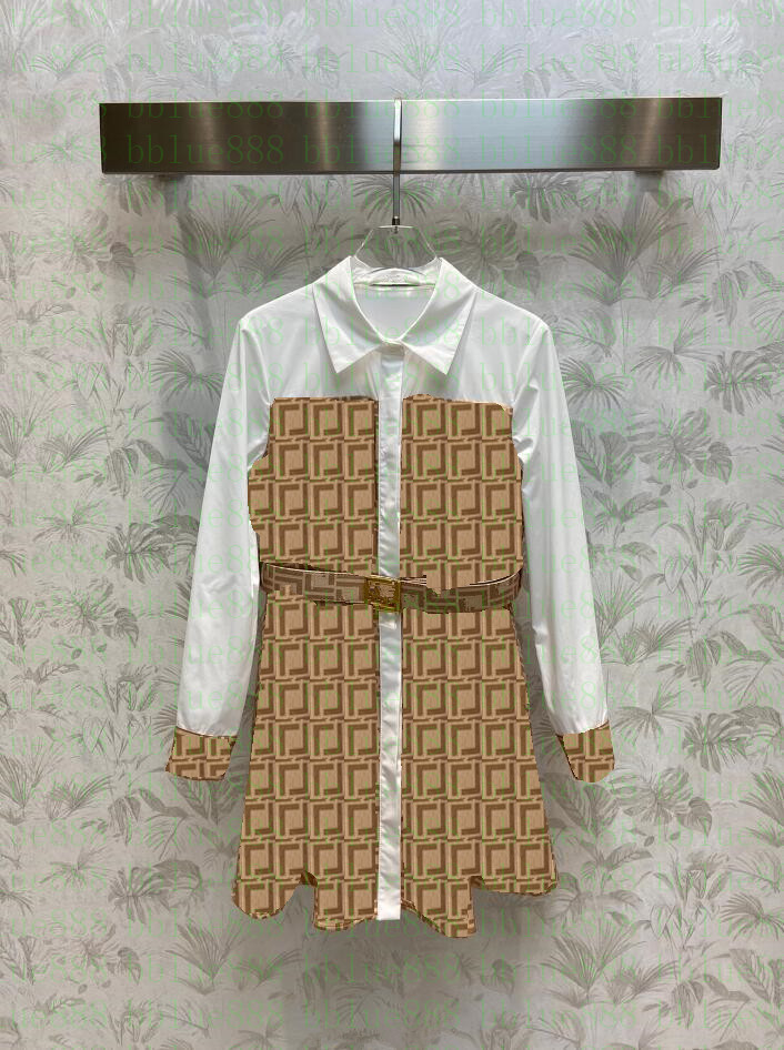 

Women's 23 patchwork shirt-style breasted dress with waistband effect and three-dimensional hem 219