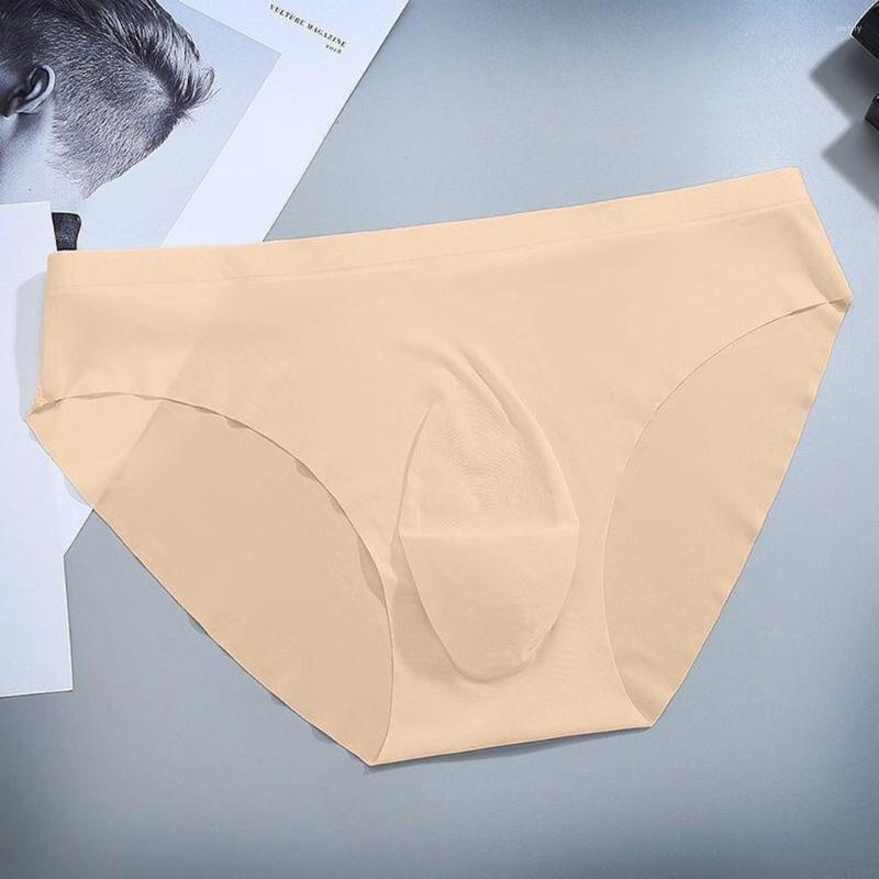 

Underpants Men's Underwear Seamless Boxer Briefs Transparent Sexy Panties Ice Silk Pouch U Convex Soft Men Para Hombre Young, Black