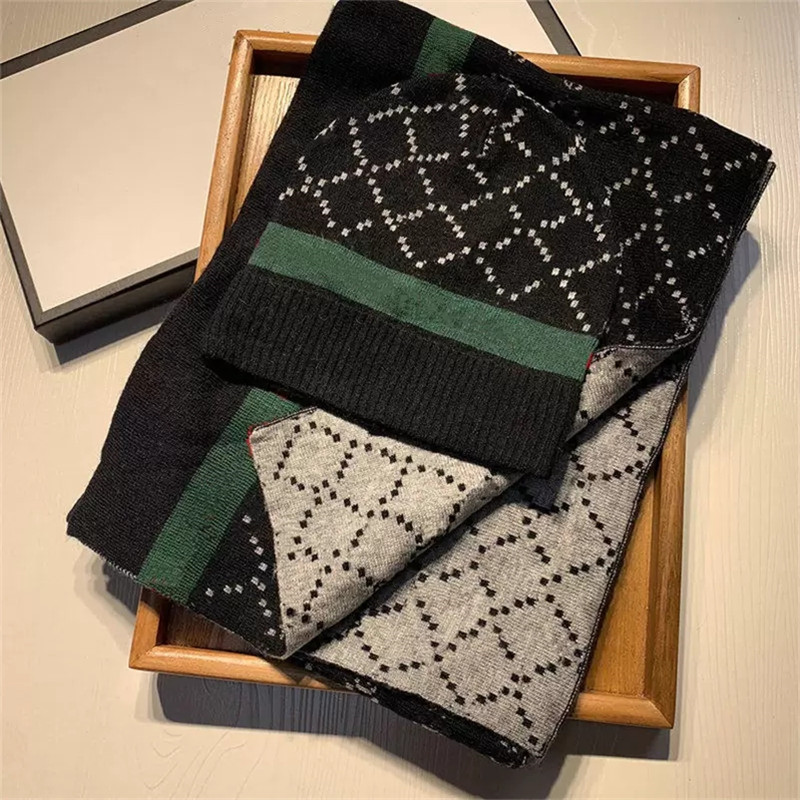 

High Quality Wool Women's Men's Designer Hat Scarf Set Classic Letter Stripe Winter Warm Two Piece Fashion Beanie New 2023s