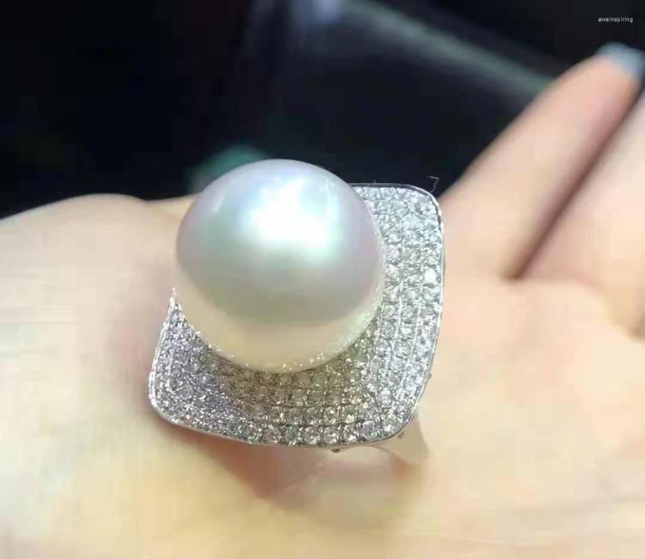 

Cluster Rings RY Solid 925 Sterling Silver Round 11-12mm Nature Fresh Water Akoya White Pearls For Women Fine Birthday Presents