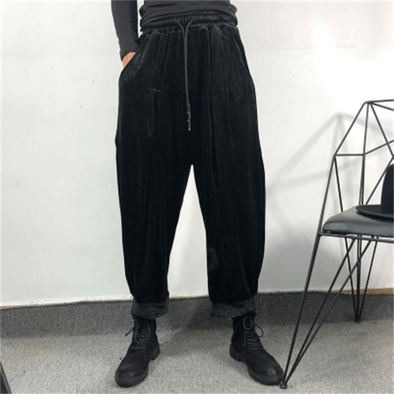 

Men' Pants Harun Trousers Autumn And Winter Dark Avant-Garde Fashion Leisure Loose Large Size Nine Minutes PantsMen, Black