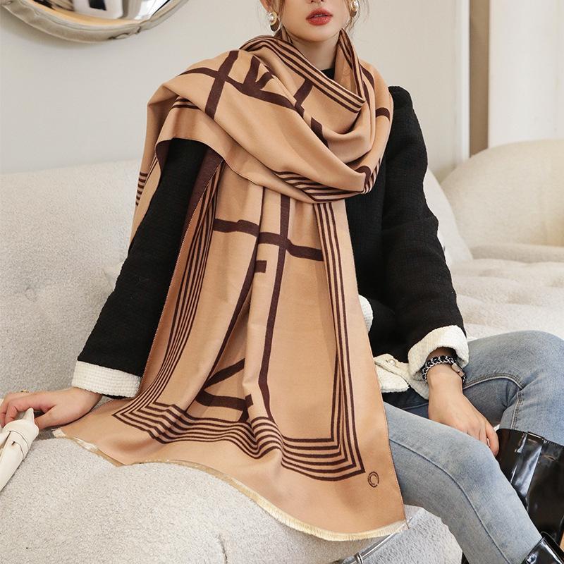

Scarves Women Winter Cashmere Scarf 2023 Striped Pashmina Shawls And Wraps Bufanda Hijab Travel Stoles Echarpe Warm Blanket
