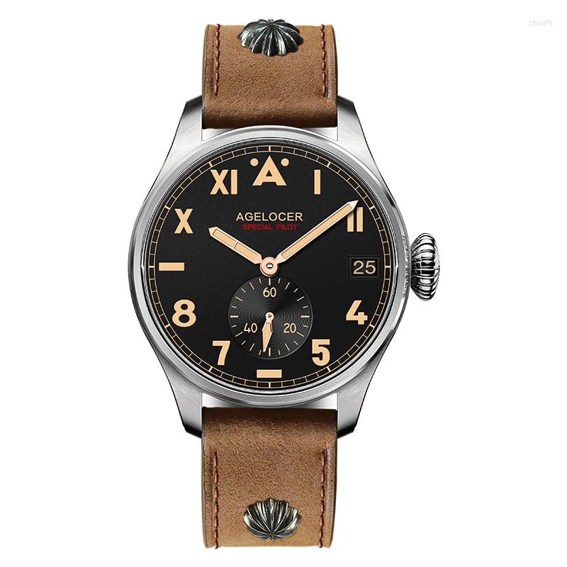 

Wristwatches AGELCOER Brand Men Watches Automatic Small Seconds Date Luminous Hour Steel Mens Business Dress Watch Waterproof 100m, 3101a2-2