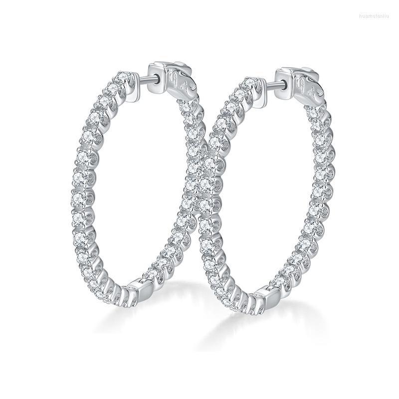 

Hoop Earrings 1.56CT Moissanite Women 925 Sterling Silver Lab Diamond Huggie Circle 3cm Platinum Plated Pass