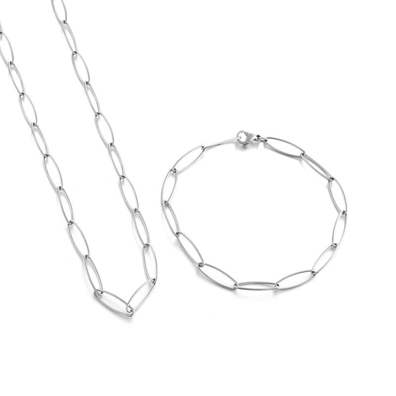 

Pendant Necklaces Fashion Silver Color Steel Round Necklace Earrings Chain Sets Jewelry Gift