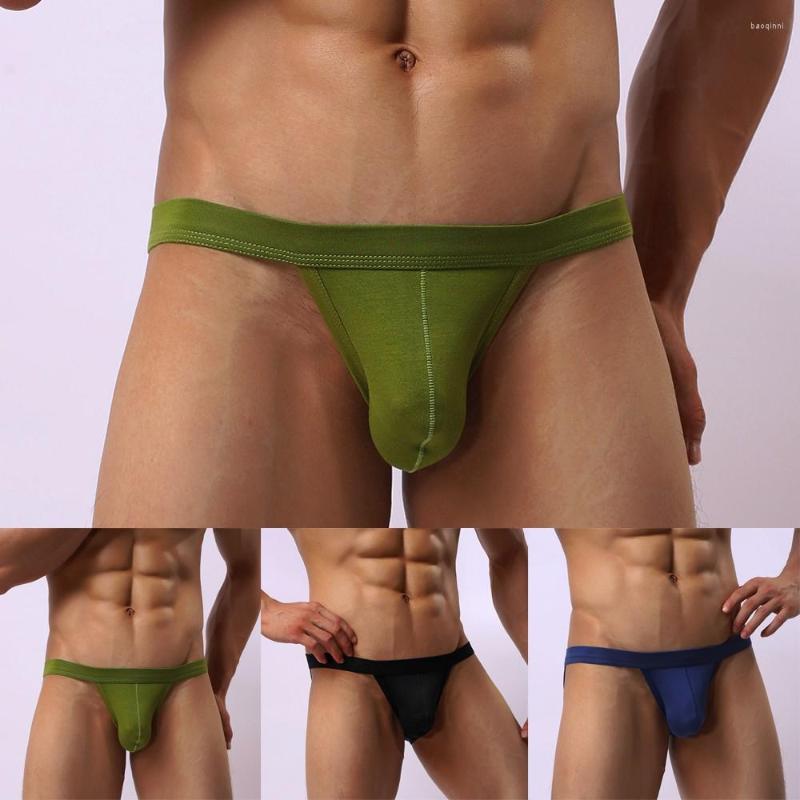 

Underpants Men's Sexy Briefs Solid Lingerie Jockstrap U Pouch Cuecas Gay Slip Homme Srting Man Cotton Thongs Underwear Panties, Green