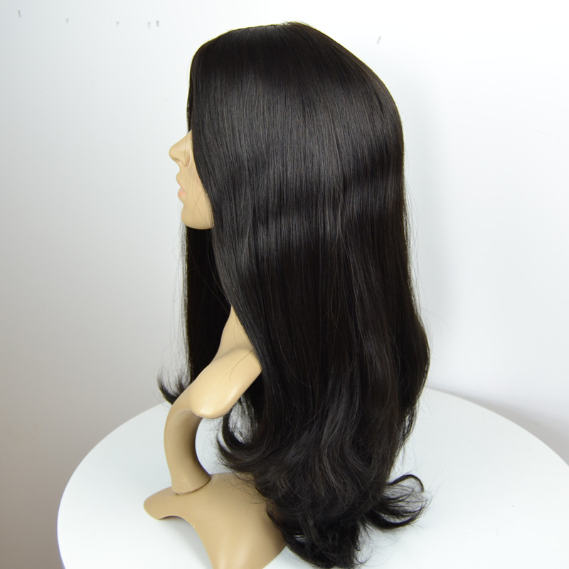 

Stock Mongolian virgin remy hair Jewish wigs Kosher sheitels 1B 20-28 inch 4*4 silk top big layer natural black, #1b