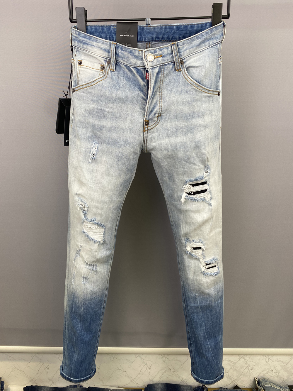 

DSQ COOLGUY JEANS Classic Man Jeans grey Hip Hop Rock Moto Mens Casual Design Ripped Jeans Distressed Skinny Denim Biker DSQ Jeans 61638, 9857grey