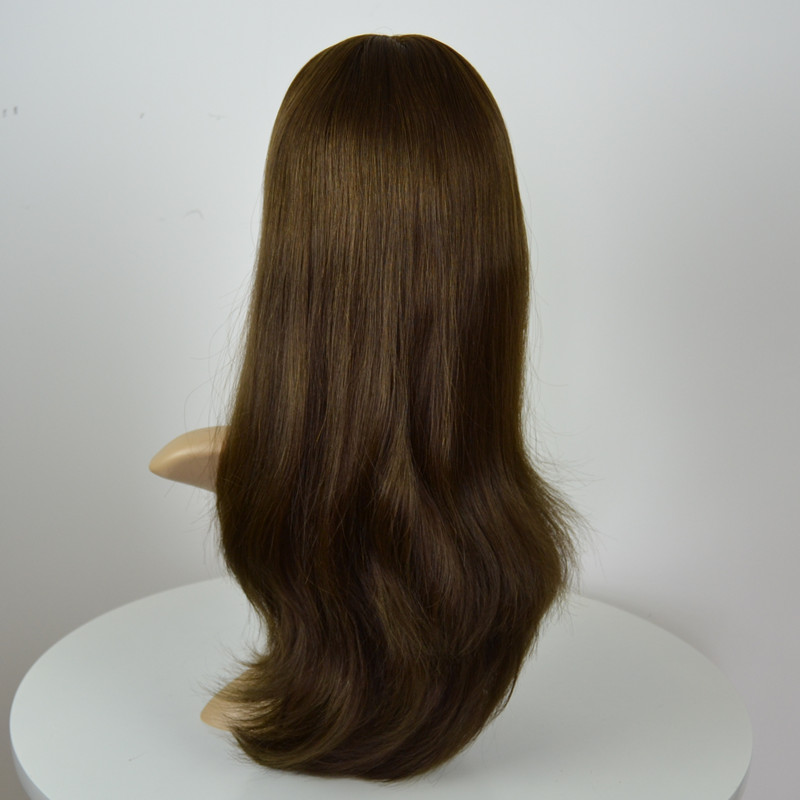 

Stock 8# Kosher Jewish wigs light brown 20-28 inch virgin human Mongolian hair 4*4 multidirectional top long layer style 3 sheitels, #8