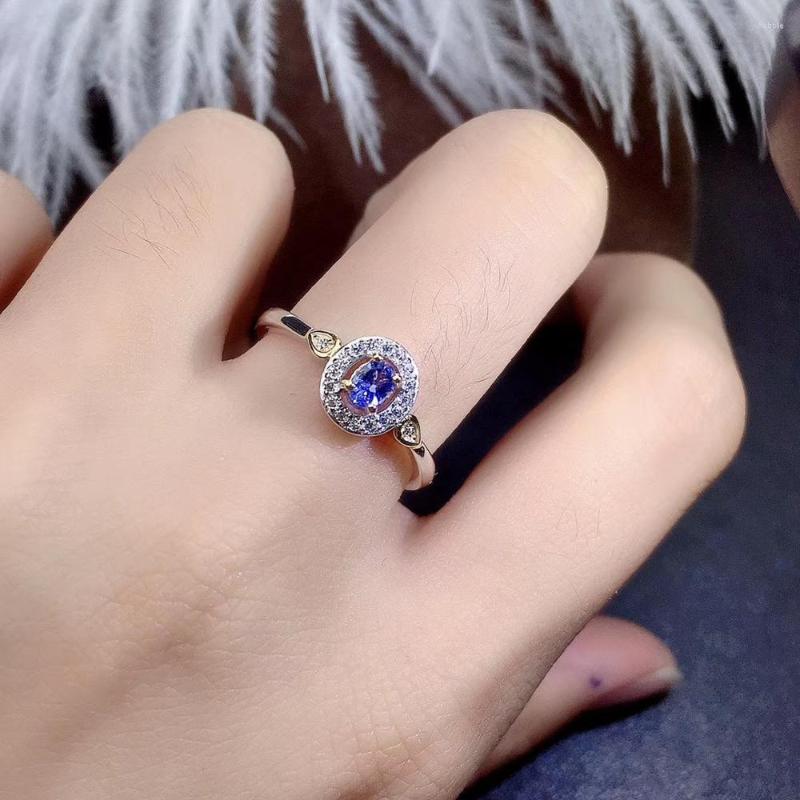 

Cluster Rings Luxury Real And Natural Tanzanite 925 Sterling Silver Fine Jewelry