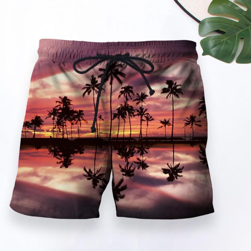 

Men's Shorts Cool Coconut Tree Print Men Beach Quick Dry Match Top, Purple