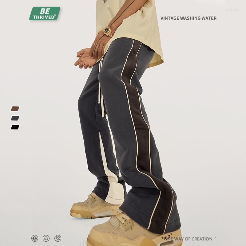 

Men' Pants Be Men' Wear | 2023 Autumn And Winter Tide Brand Used Brushed Plush American Style Splicing Micro La Loose Casual, Black