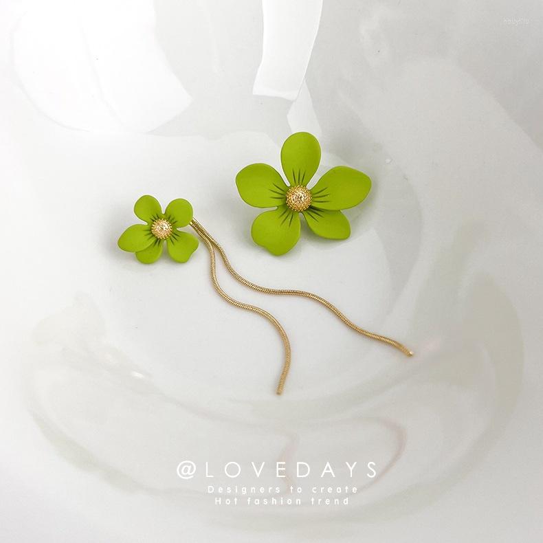 

Stud Earrings Summer Green Petal Tassel For Women Asymmetric Flower Earing Sweet And Elegant Design Style Arrivals 2023