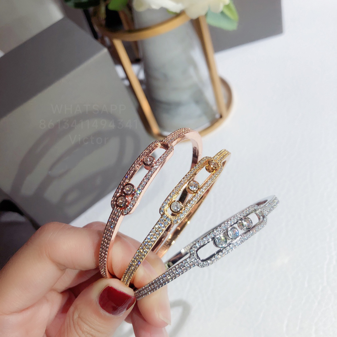 

Messiika MOVE designer bangle Bracelet for woman diamond highest counter quality Gold plated 18K Inlaid with natural crystal Never fade anniversary gift 017