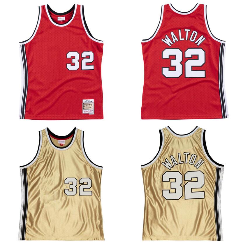 

Bill Walton Stitched basketball Jersey S-6XL Mitchell Ness jersey 1976-77 Mesh Hardwoods Classics retro jerseys Men women Youth 32, Stitched jersey