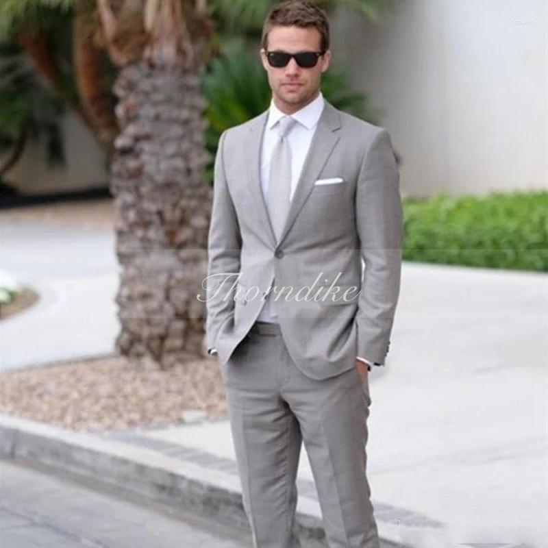 

Men's Suits Thorndike 2023 Arrival 2 Piece Set Light Grey Men Groom Tuxedo Wedding Suit English Style Custom Clothing, Suits9