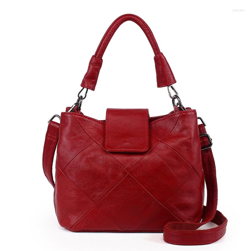 

Evening Bags 2023 Hobos For Women Genuine Leather Handbag Real Cow Tote Female Casual Small Shoulder Messenger, Red