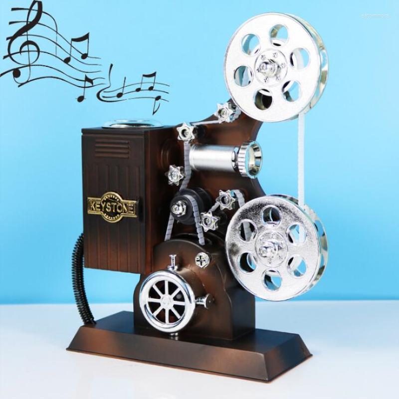 

Jewelry Pouches Design 3D Diy Vintage Film Projector Model Cafe Bar Ornament Music Box Kids Toy Souvenirs Birthday Gift Furnishing Articles
