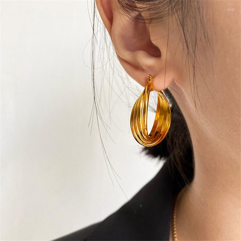 

Backs Earrings Vintage Fashion Metal Gold Color Twisted Hoop For Women Temperament Design Cross Circle Dangle Jewelry