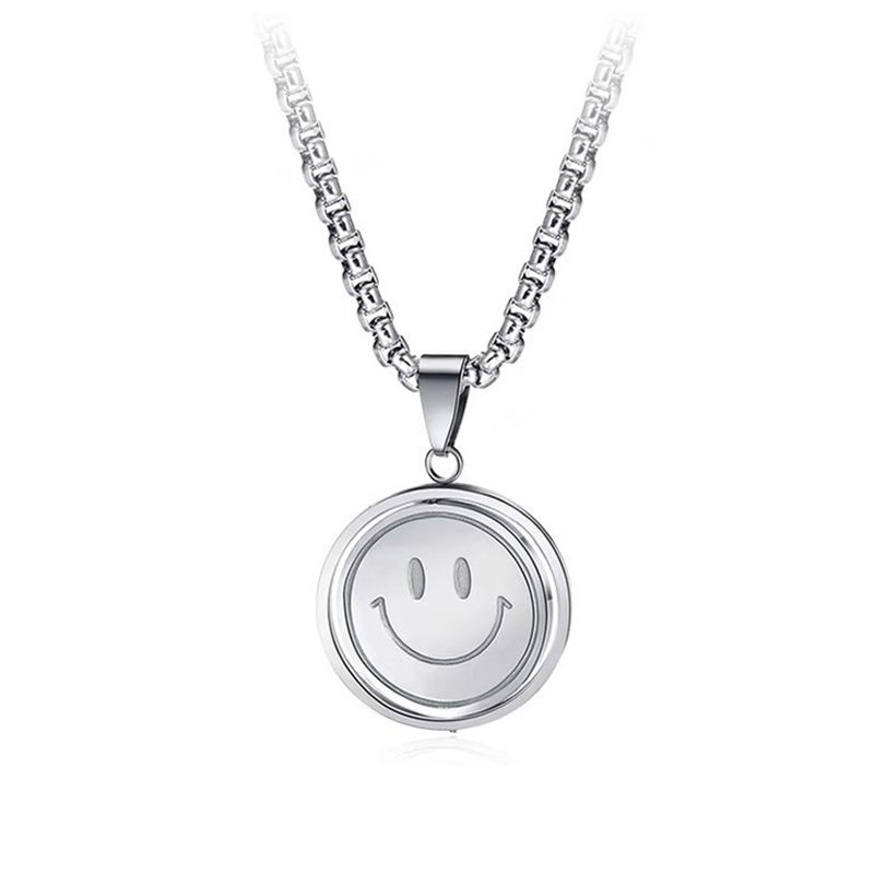 

Rotatable Smiley Face Necklace Hip-hop Trendy Cool Personality Simple Sweet Cool Wind Men Women Pendant Sweater Necklaces