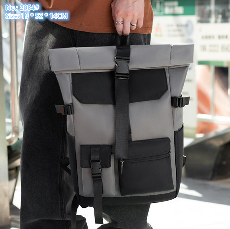 

Factory wholesale mens shoulder bags 3 colors street fashion folding men backpacks outdoor sports leisure backpack personalized folding fashion handbag, Black-2054#